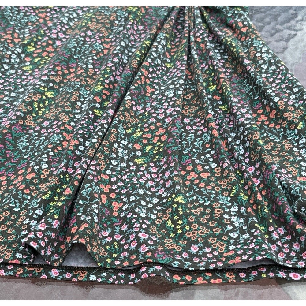 Lands End Dress Faux Wrap Brown Multicolor Floral Sleeveless Sz Large 14-16 - Picture 13 of 13